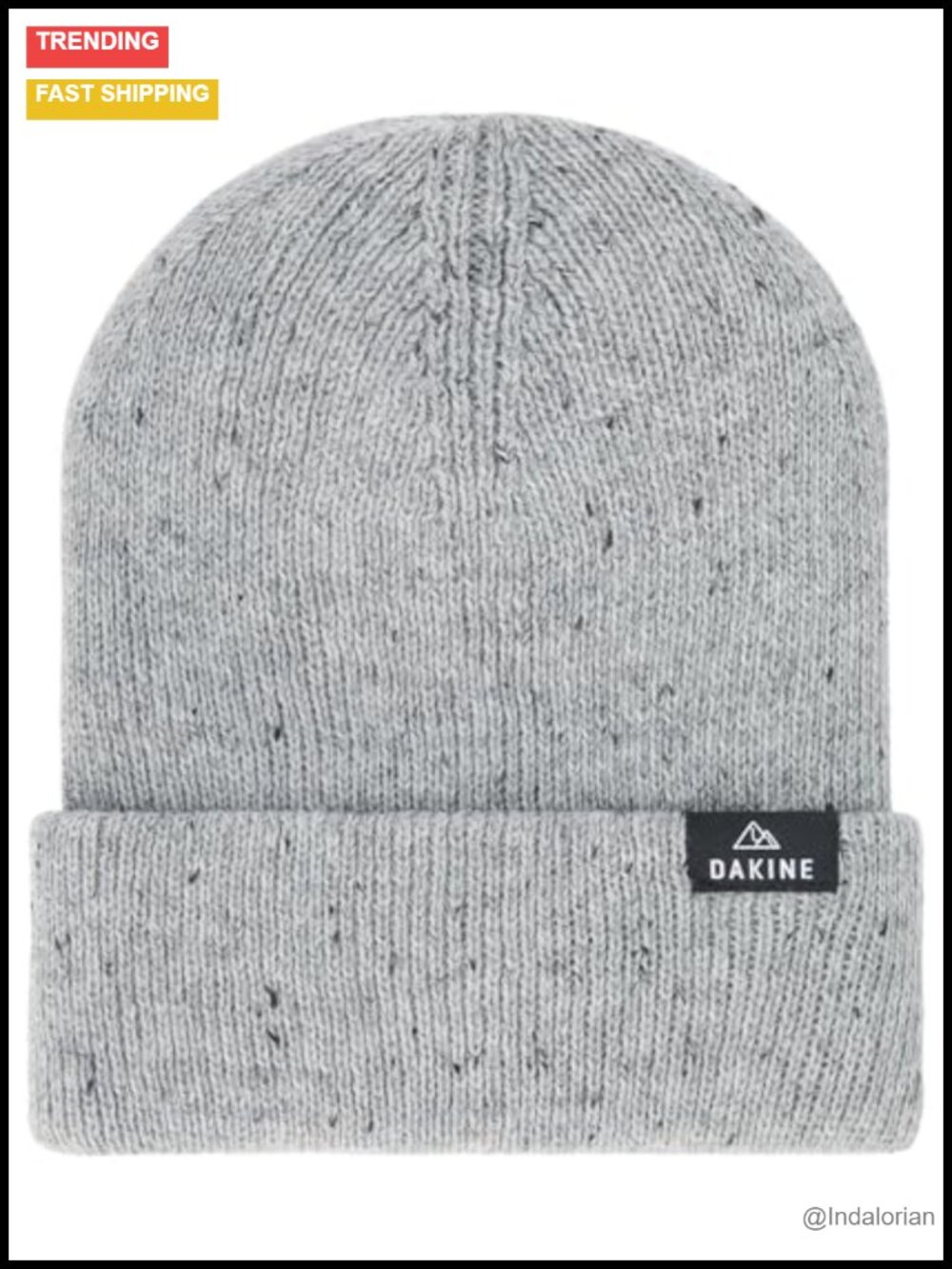 Flecked Rib Knit Cuffed Beanie Classic Fit Winter Hat Acrylic